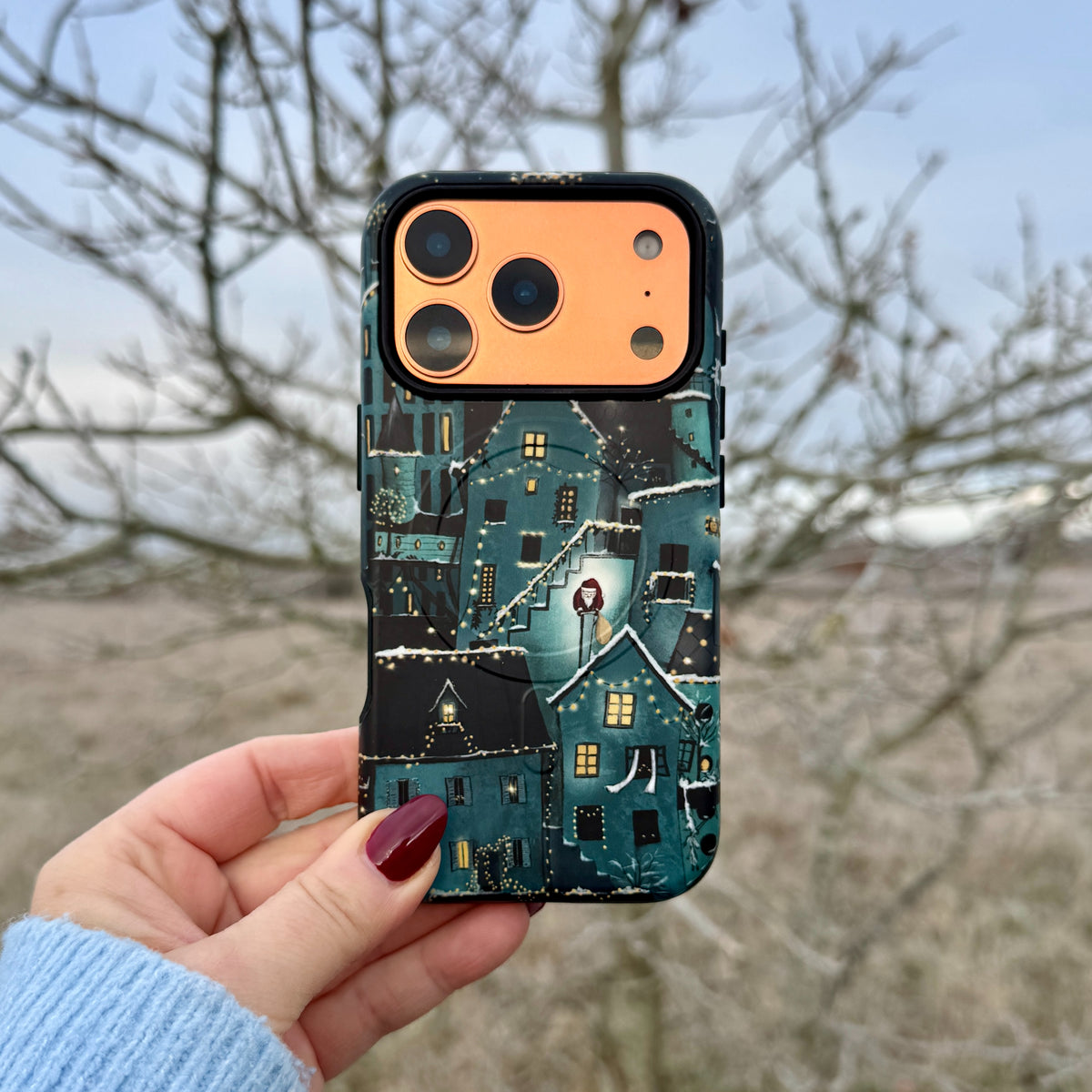 iPhone MagSafe Tough Case - City Winkles Blue By Maja Lindberg