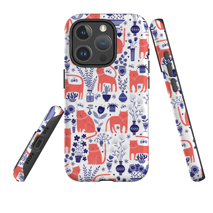 iPhone MagSafe Tough Case -  Coral Cats By Suzy Taylor