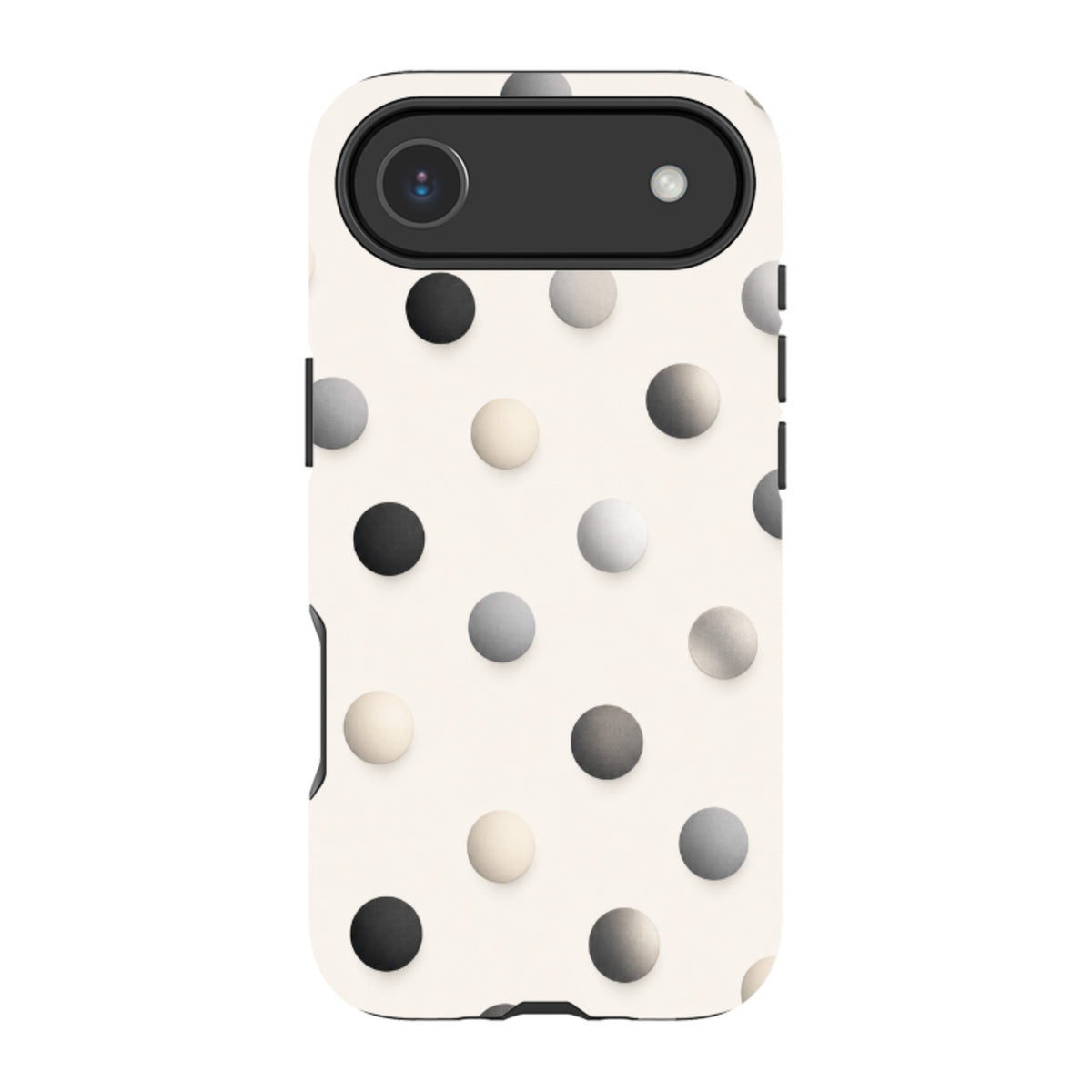 iPhone MagSafe Tough Case - Cream & Grey Polka Dot