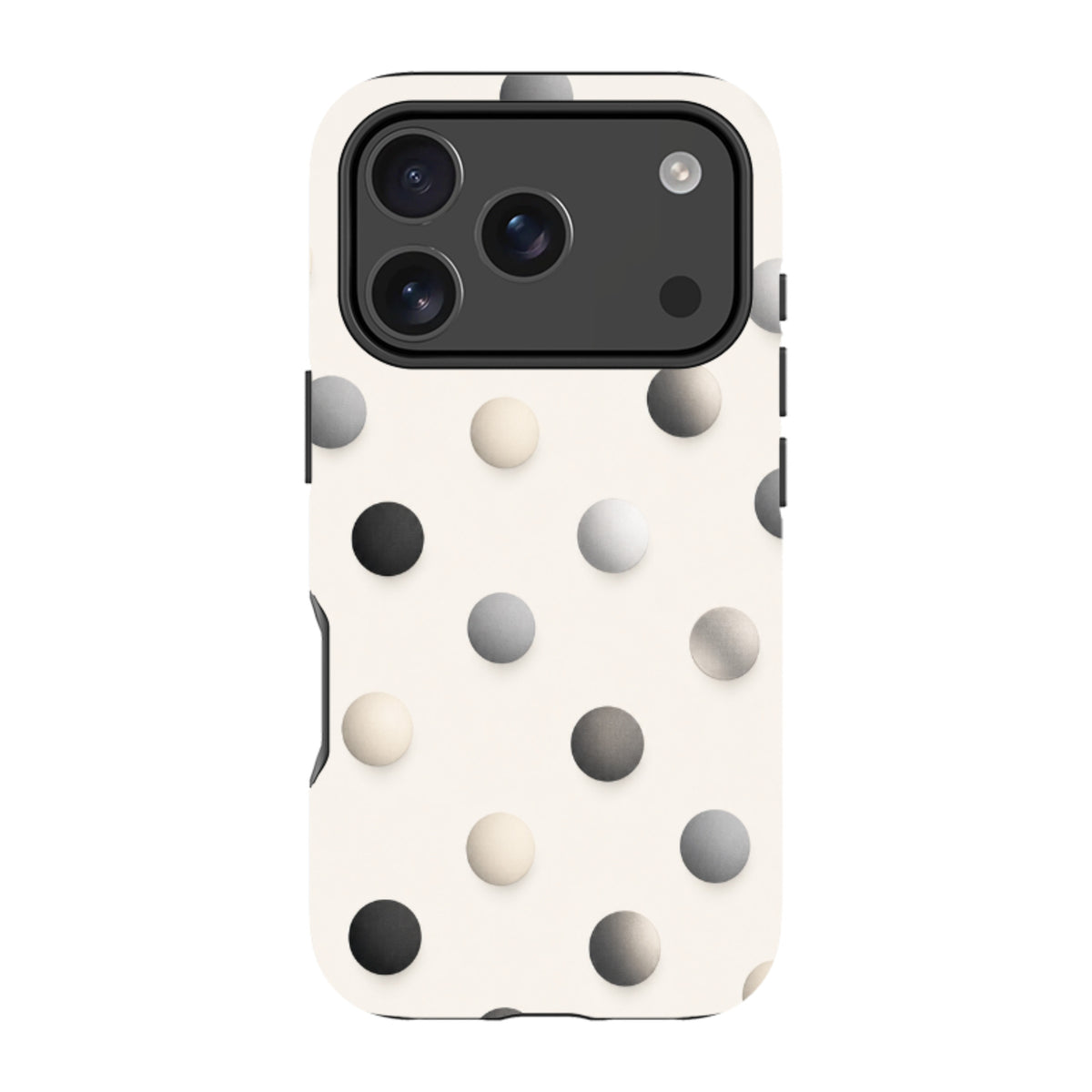 iPhone MagSafe Tough Case - Cream & Grey Polka Dot