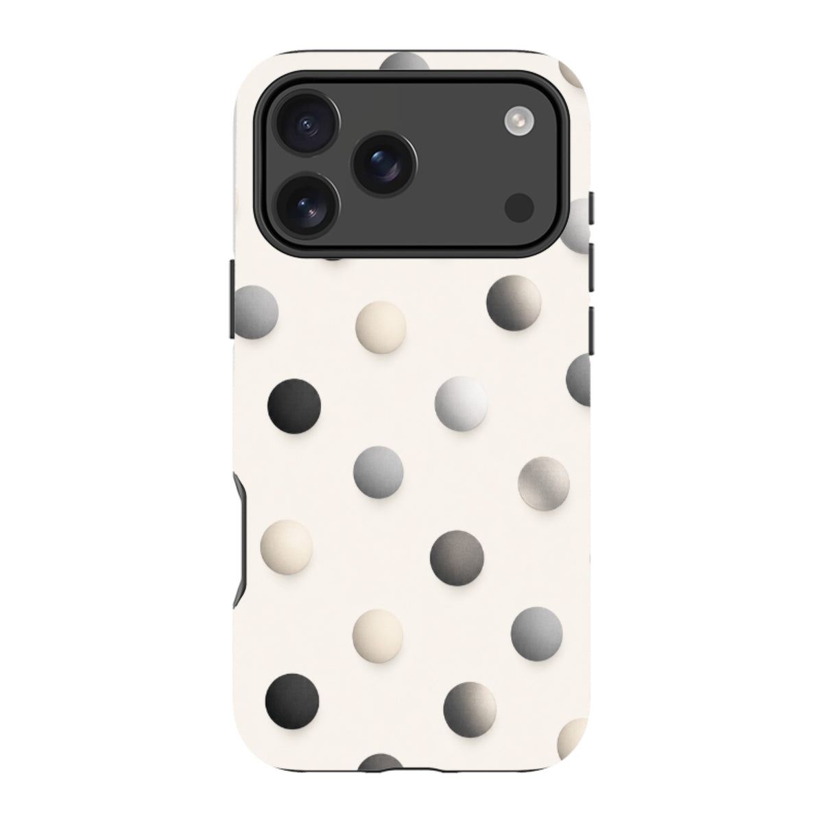 iPhone MagSafe Tough Case - Cream & Grey Polka Dot