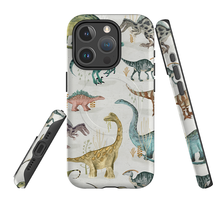 iPhone MagSafe Tough Case - Dinosaurs Pastel By Katherine Quinn