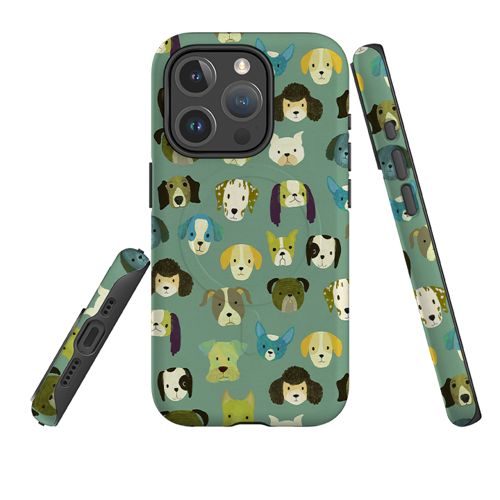 iPhone MagSafe Tough Case -  Dog Heads Green By Katherine Quinn