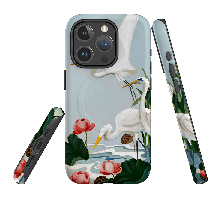 iPhone MagSafe Tough Case - Egrets and Lillie's By Bex Parkin