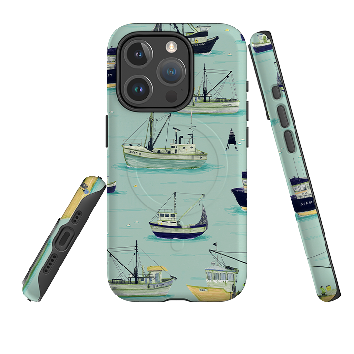 iPhone MagSafe Tough Case - Fishing Boats Blue By Katherine Quinn