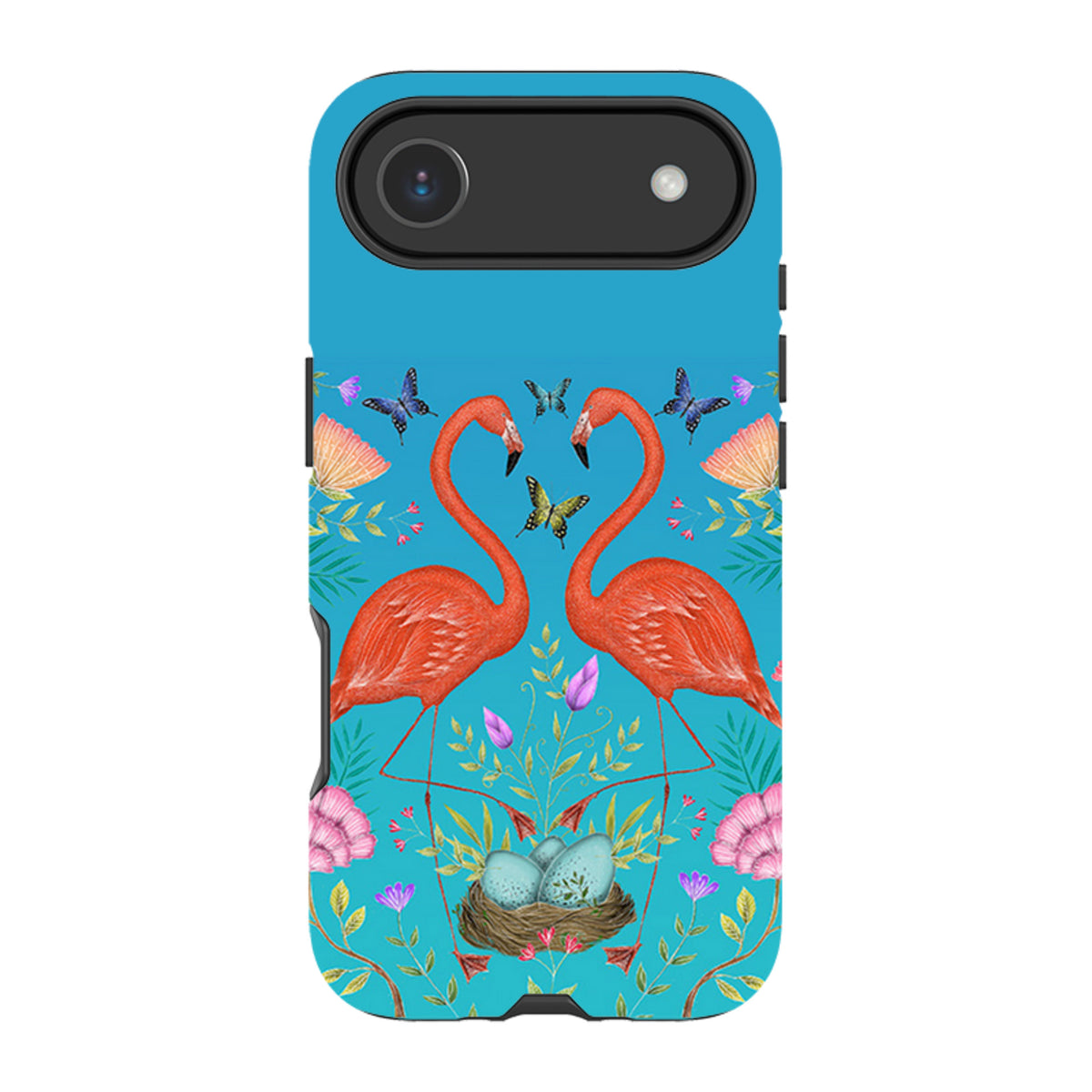 iPhone MagSafe Tough Case -  Flamingos and Flowers By Catherine Rowe