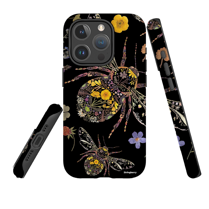 iPhone MagSafe Tough Case -  Floral Bumble Bees By Helen Ahpornsiri