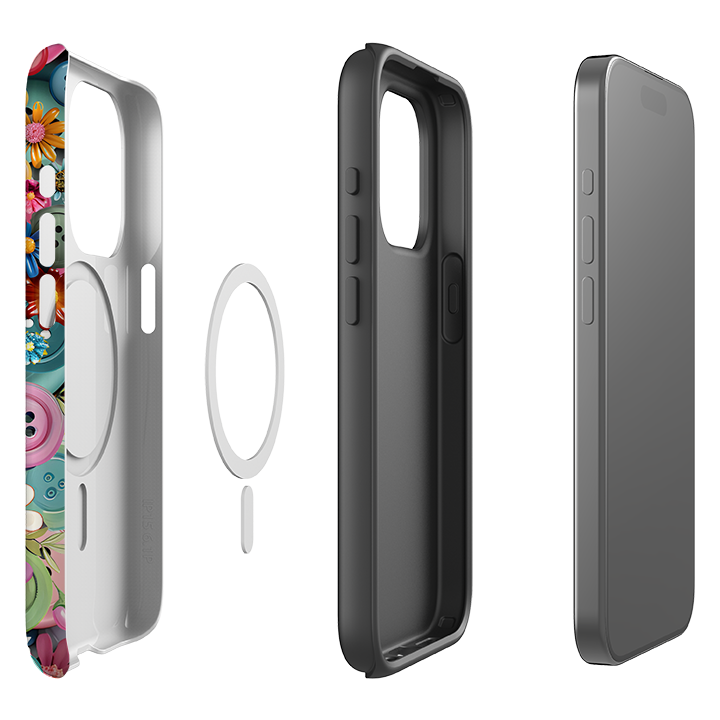 iPhone MagSafe Tough Case - Floral Buttons