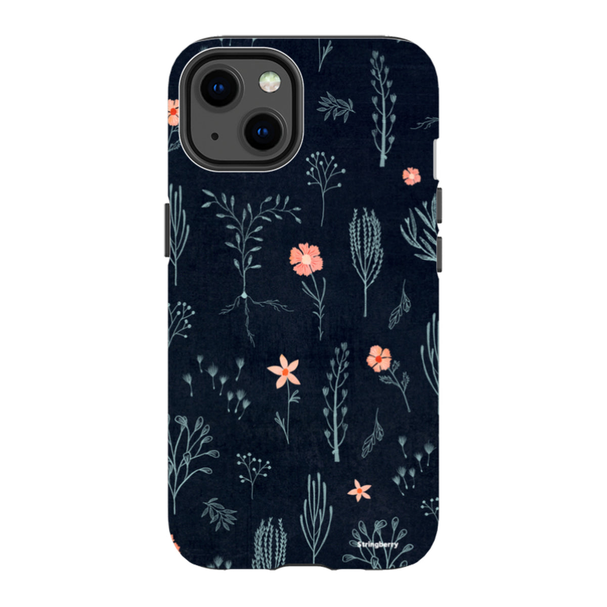 iPhone MagSafe Tough Case - Floral Light Blue and Pink By Katherine Quinn