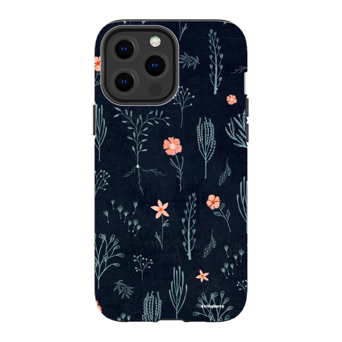 iPhone MagSafe Tough Case - Floral Light Blue and Pink By Katherine Quinn
