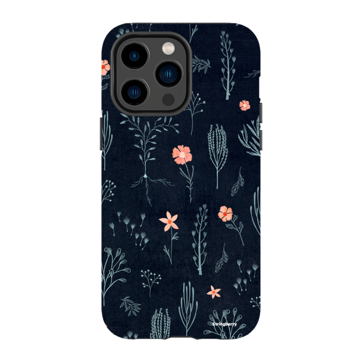 iPhone MagSafe Tough Case - Floral Light Blue and Pink By Katherine Quinn