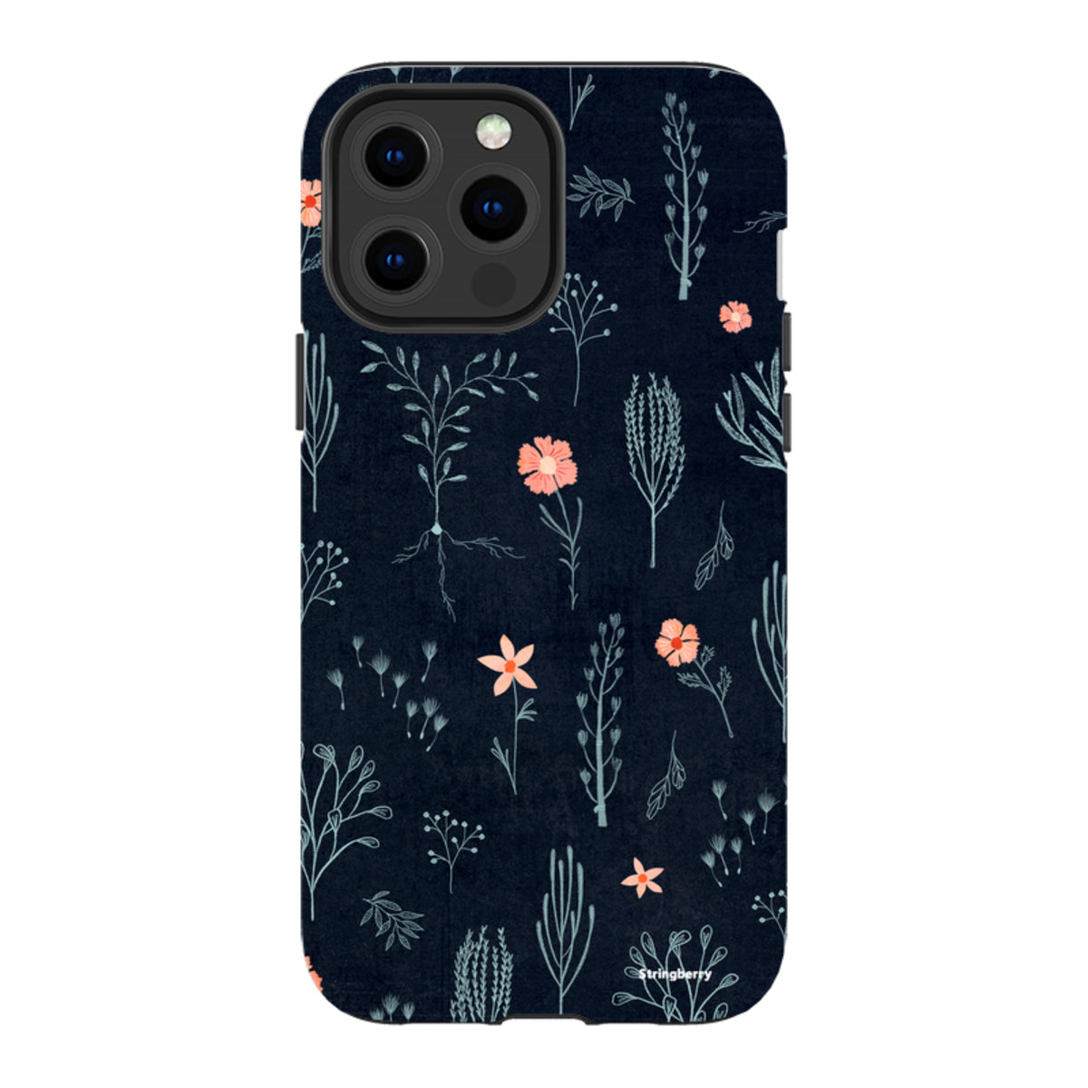 iPhone MagSafe Tough Case - Floral Light Blue and Pink By Katherine Quinn