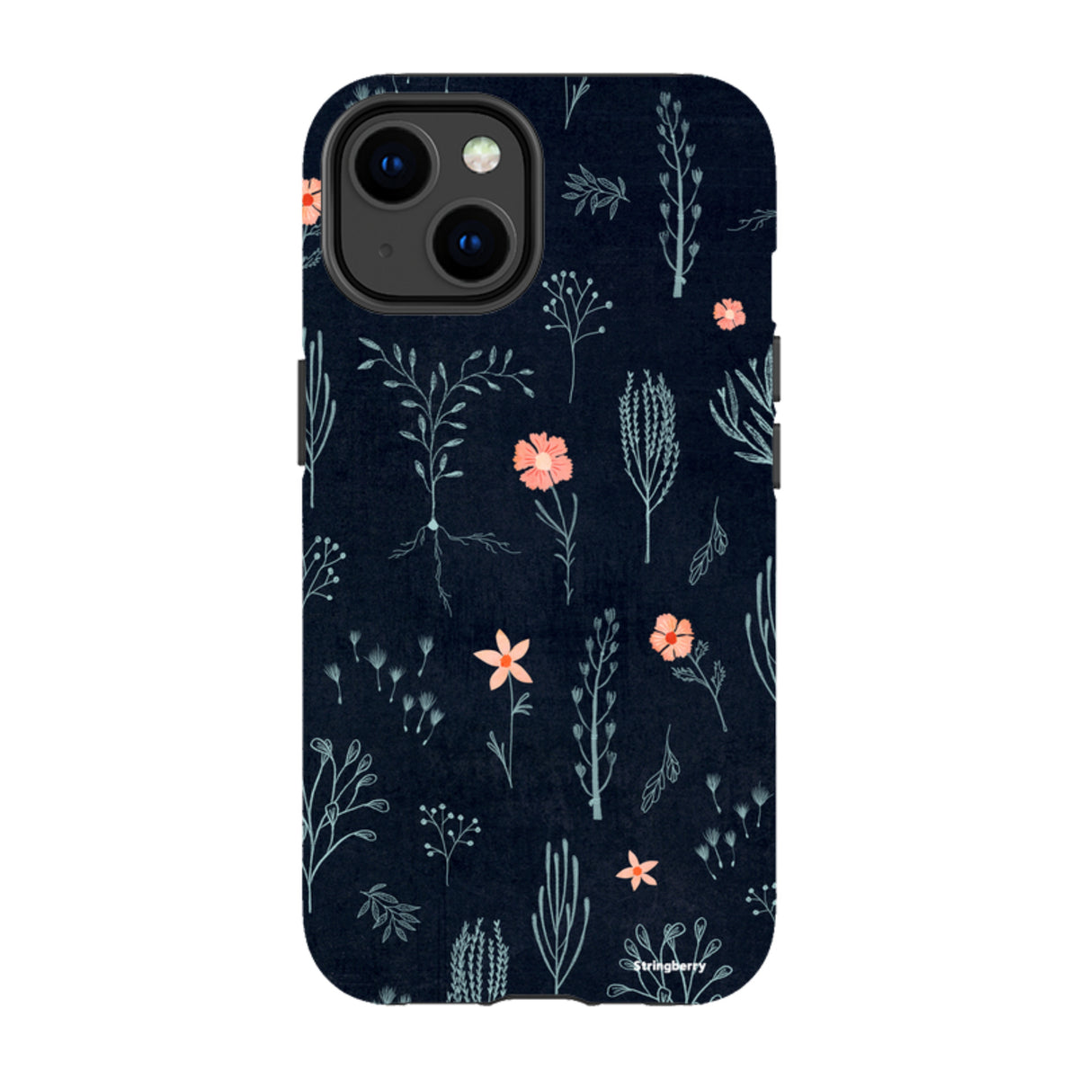 iPhone MagSafe Tough Case - Floral Light Blue and Pink By Katherine Quinn