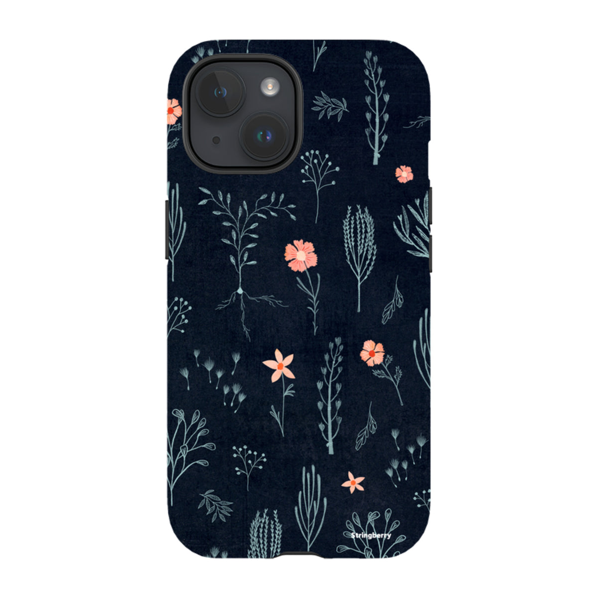 iPhone MagSafe Tough Case - Floral Light Blue and Pink By Katherine Quinn