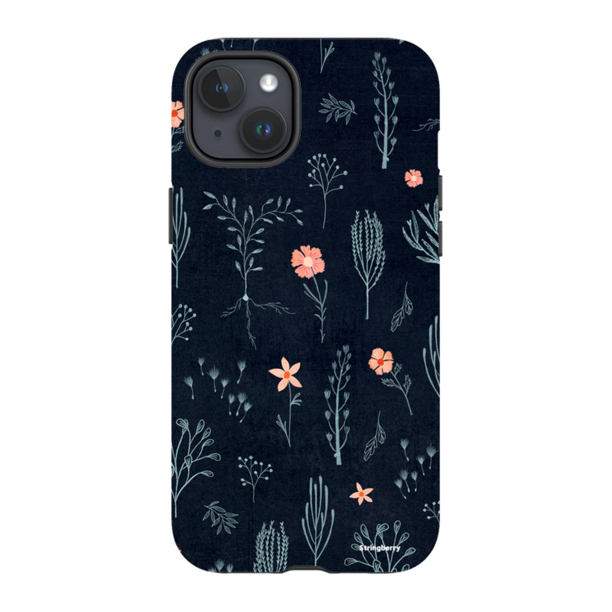 iPhone MagSafe Tough Case - Floral Light Blue and Pink By Katherine Quinn