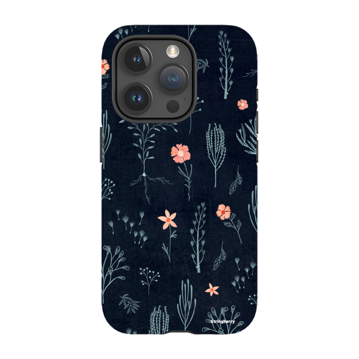 iPhone MagSafe Tough Case - Floral Light Blue and Pink By Katherine Quinn