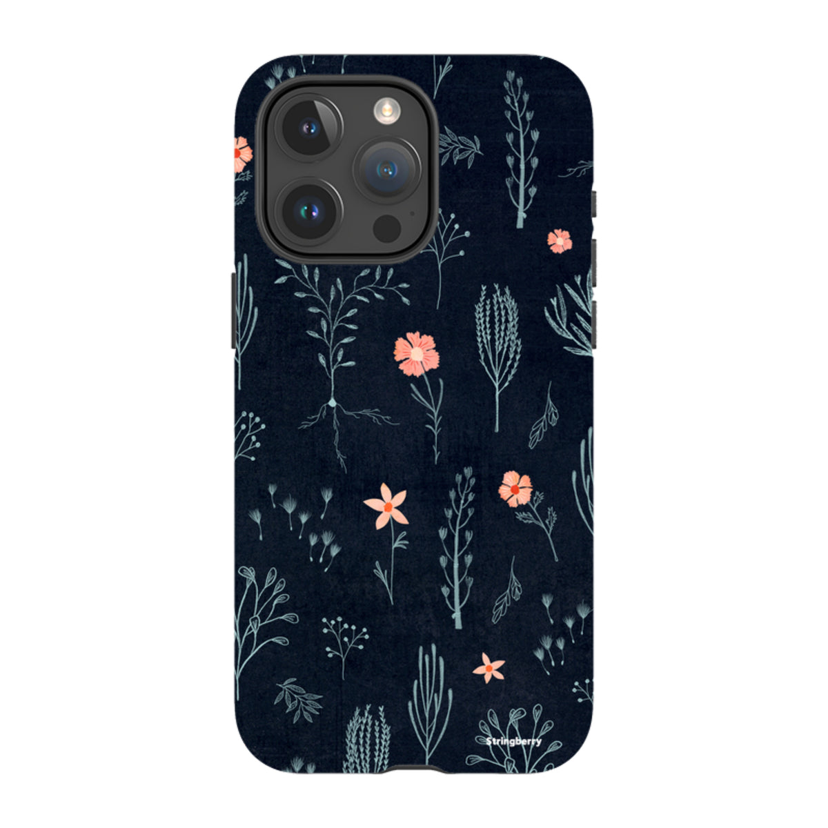 iPhone MagSafe Tough Case - Floral Light Blue and Pink By Katherine Quinn
