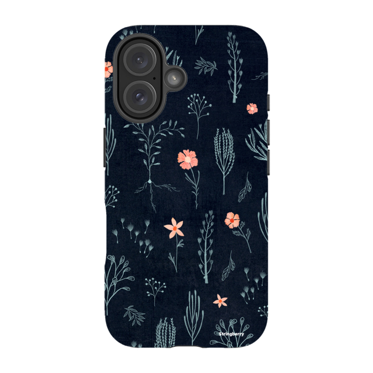 iPhone MagSafe Tough Case - Floral Light Blue and Pink By Katherine Quinn