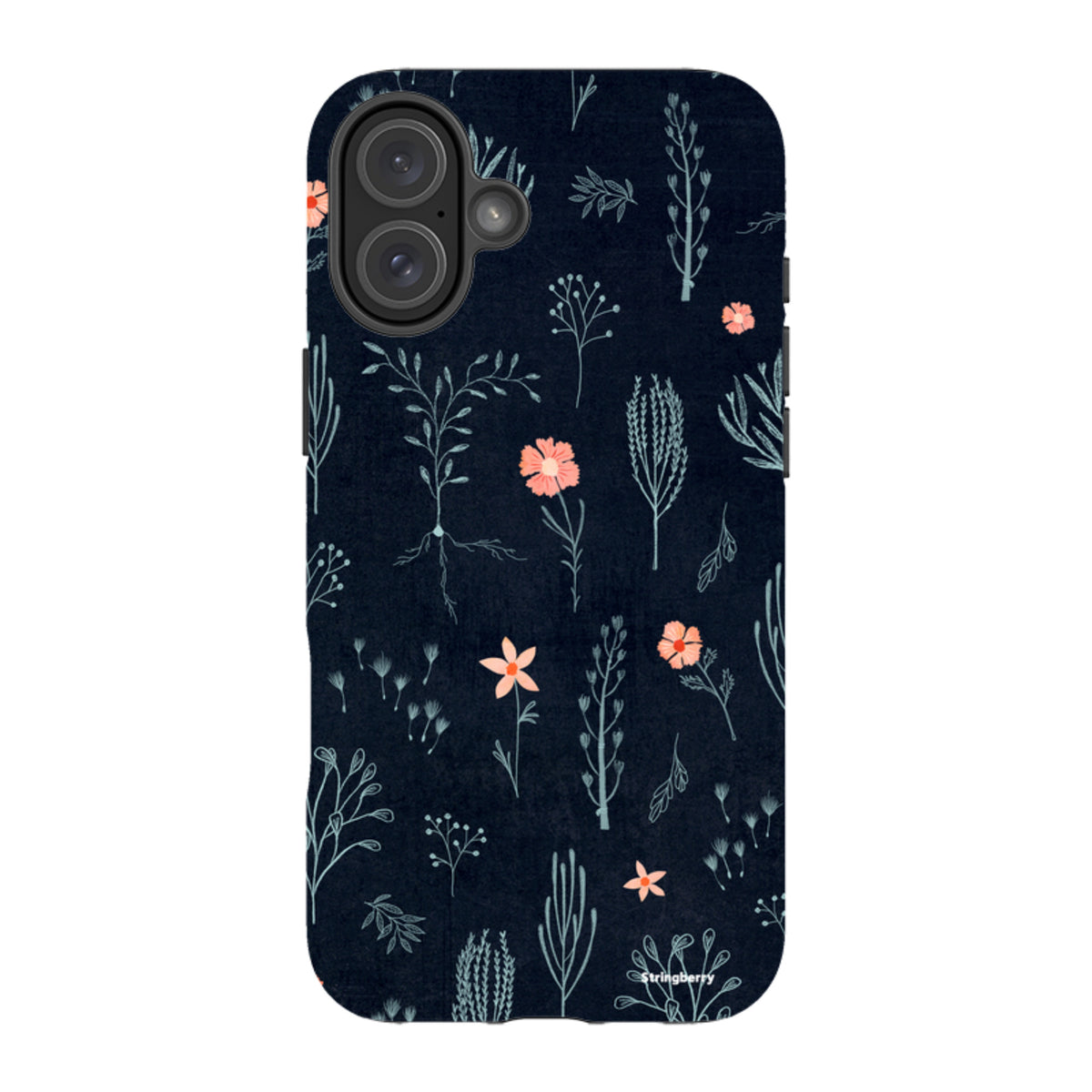 iPhone MagSafe Tough Case - Floral Light Blue and Pink By Katherine Quinn