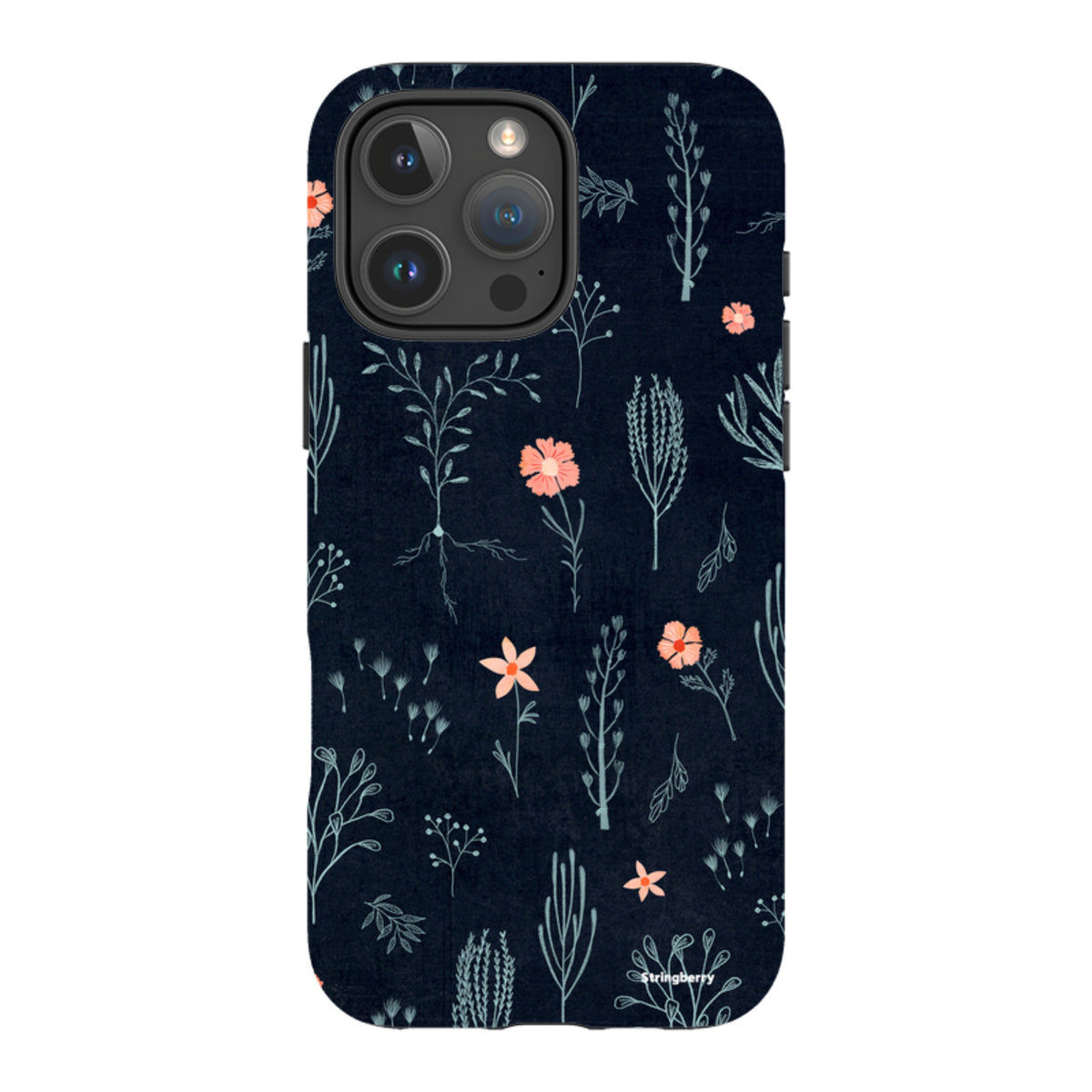 iPhone MagSafe Tough Case - Floral Light Blue and Pink By Katherine Quinn