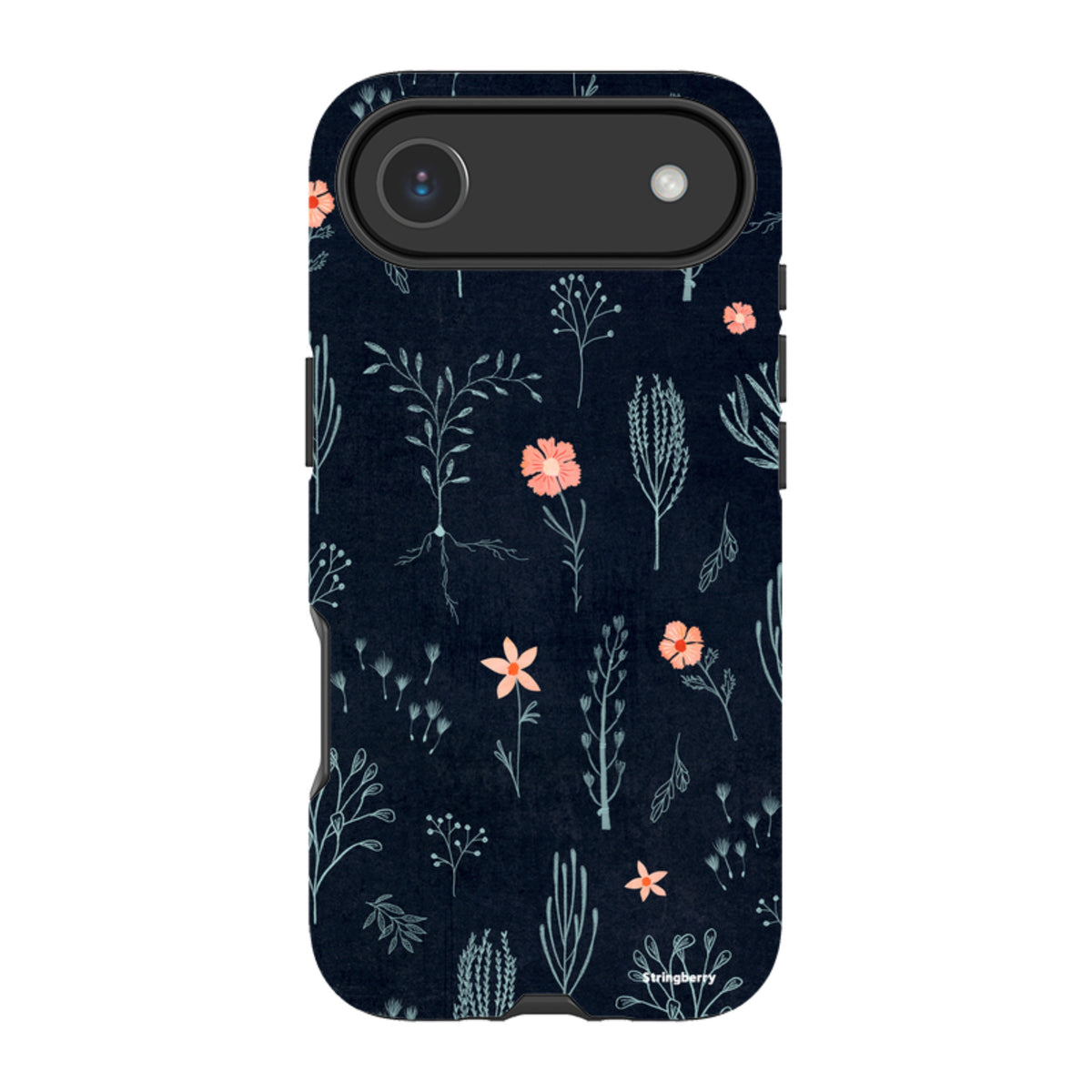iPhone MagSafe Tough Case - Floral Light Blue and Pink By Katherine Quinn
