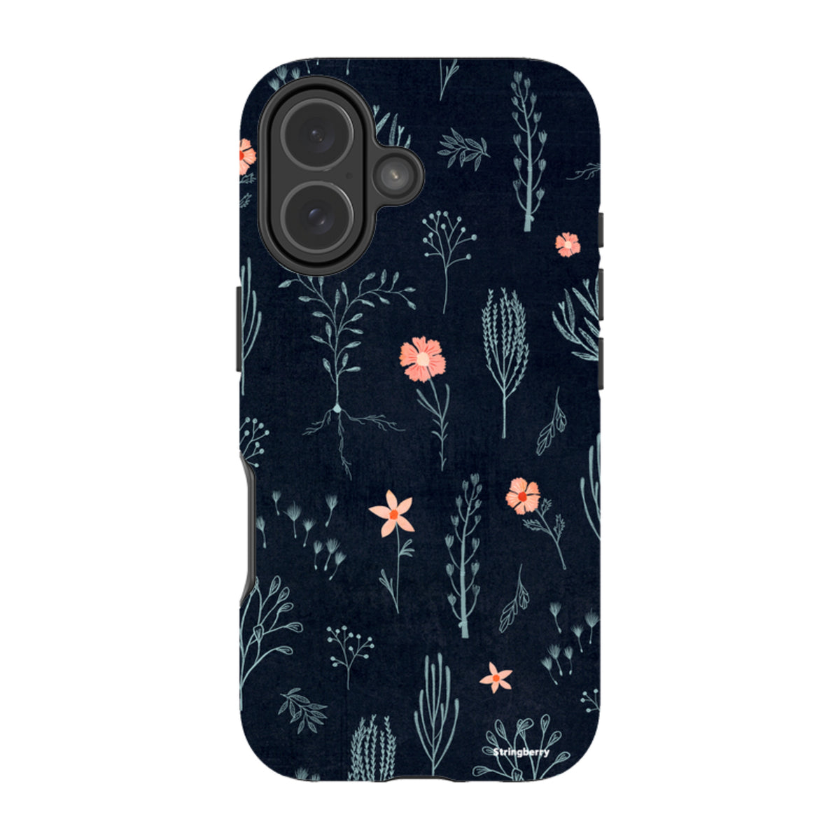 iPhone MagSafe Tough Case - Floral Light Blue and Pink By Katherine Quinn