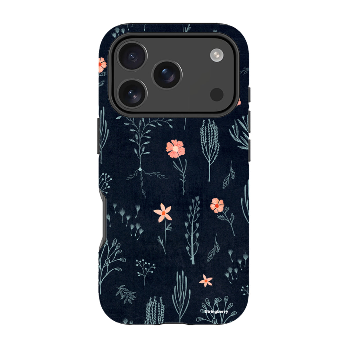 iPhone MagSafe Tough Case - Floral Light Blue and Pink By Katherine Quinn
