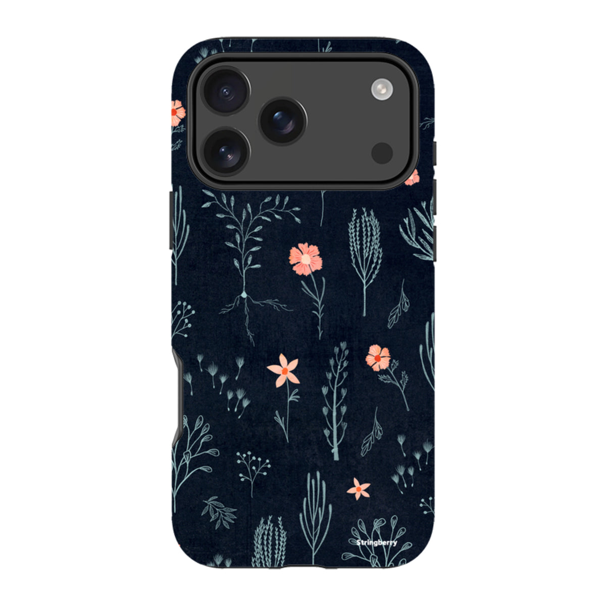 iPhone MagSafe Tough Case - Floral Light Blue and Pink By Katherine Quinn