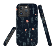 iPhone MagSafe Tough Case - Floral Light Blue and Pink By Katherine Quinn