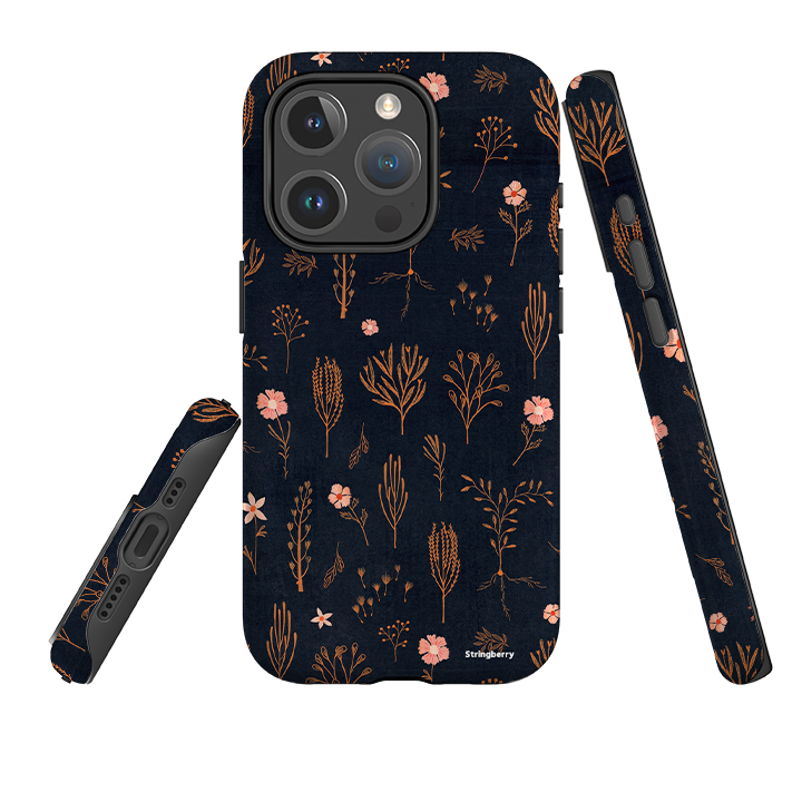 iPhone MagSafe Tough Case – Blumenmuster Hellorange und Rosa von Katherine Quinn