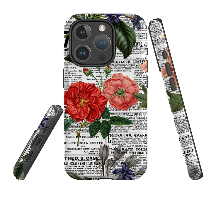 iPhone MagSafe Tough Case - Floral Newsprint