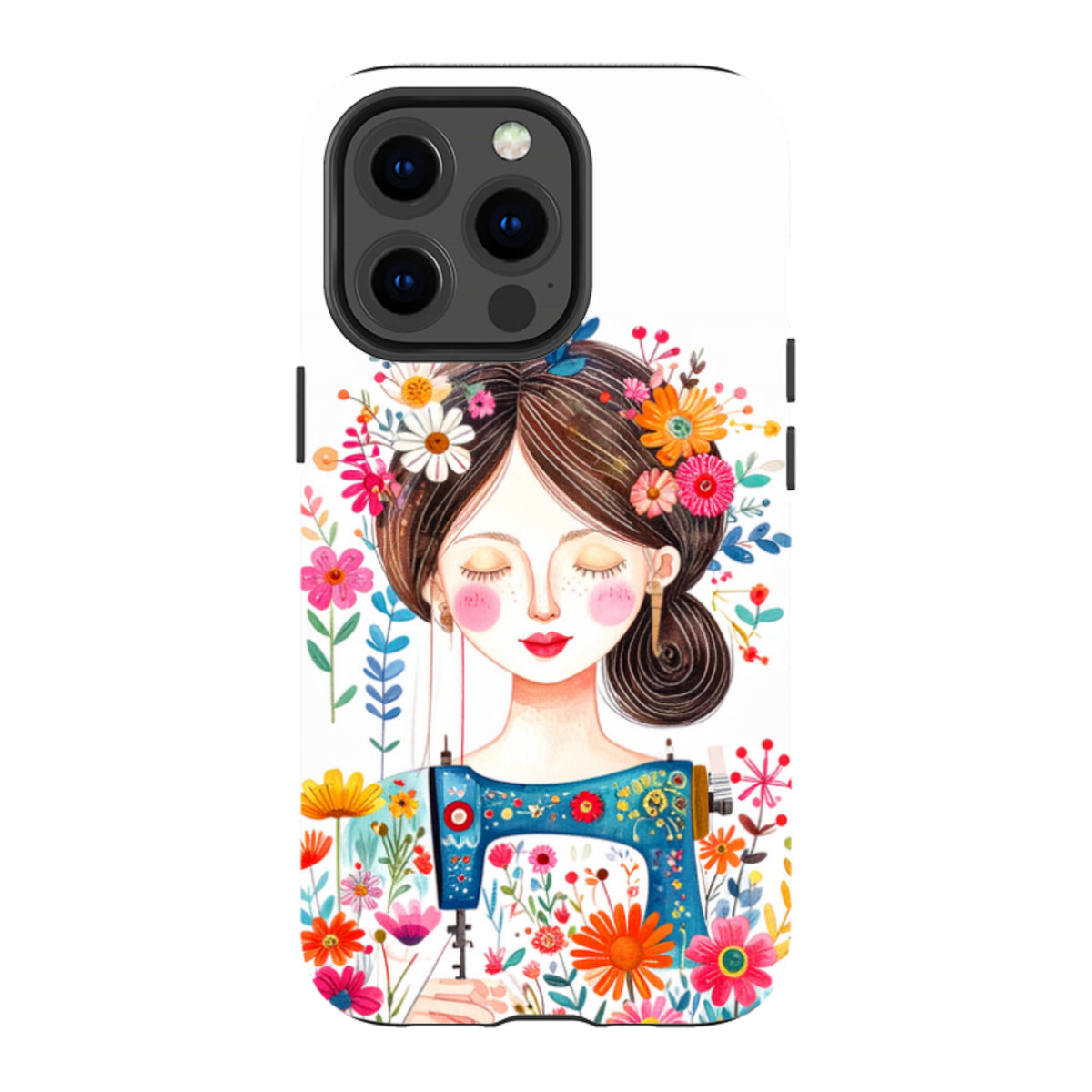 iPhone MagSafe Tough Case - Floral Sewing Lady