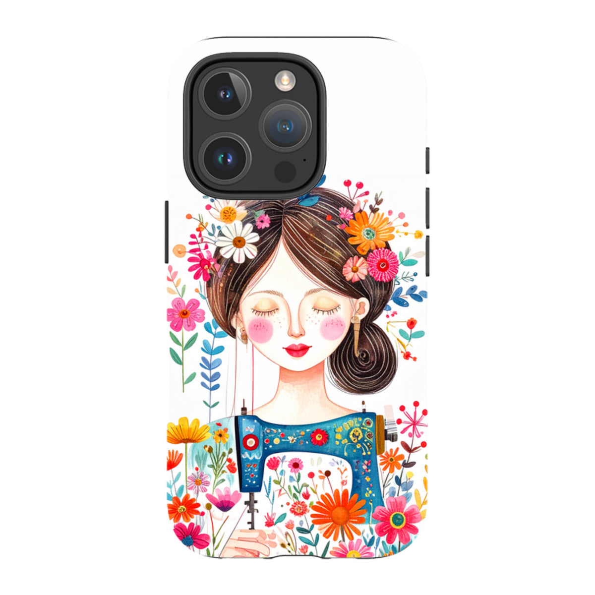 iPhone MagSafe Tough Case - Floral Sewing Lady
