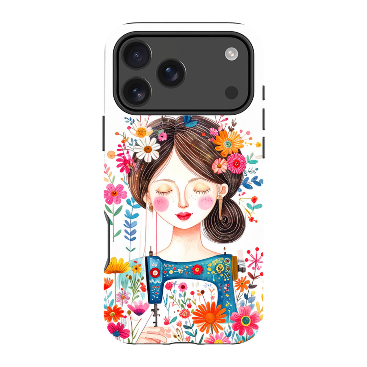 iPhone MagSafe Tough Case - Floral Sewing Lady