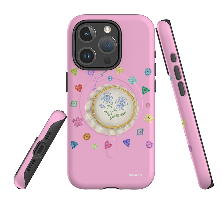 iPhone MagSafe Tough Case -  Flower Buttons Needlework By Catherine Rowe