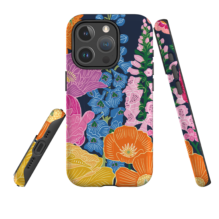 iPhone MagSafe Tough Case -  Flower Garden Navy By Kate Heiss