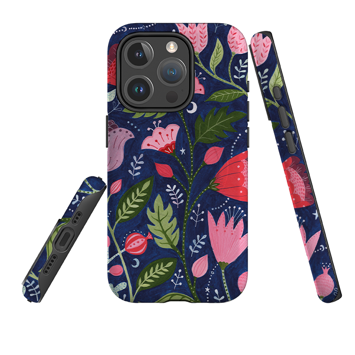 iPhone MagSafe Tough Case - Flowers on Blue By Bex Parkin