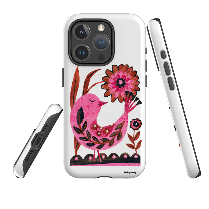 iPhone MagSafe Tough Case - Folk Floral Bird By Tracey English
