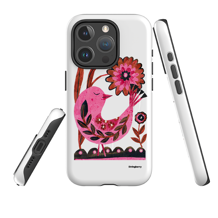 iPhone MagSafe Tough Case - Folk Floral Bird By Tracey English