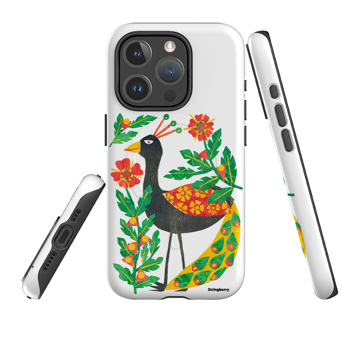 iPhone MagSafe Tough Case - Folk Floral Peahen By Tracey English