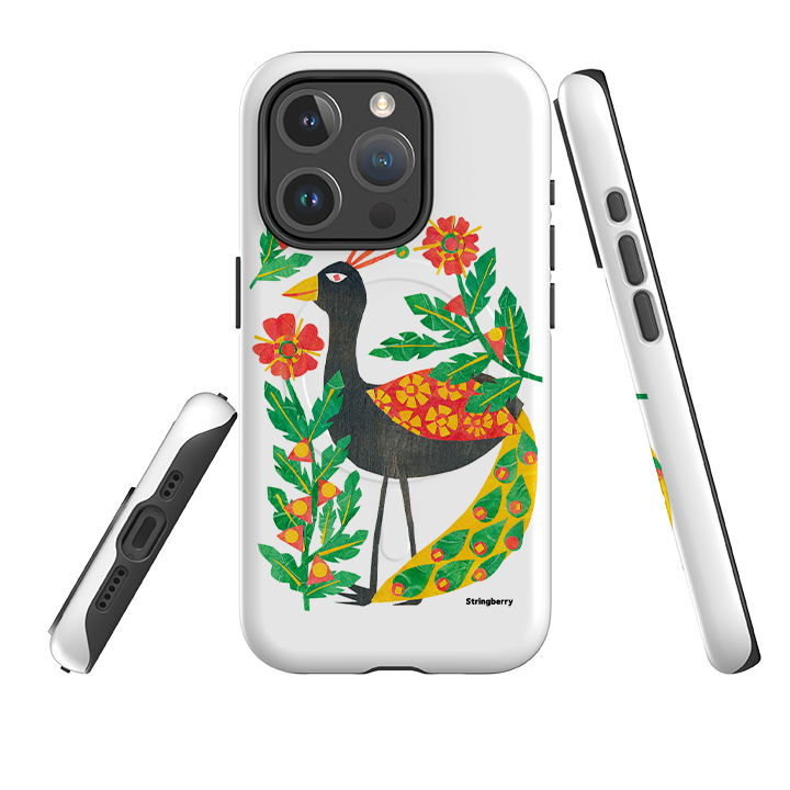 iPhone MagSafe Tough Case - Folk Floral Peahen By Tracey English