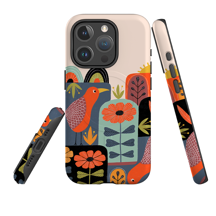 iPhone MagSafe Tough Case -  Folky Birds III By Suzy Taylor