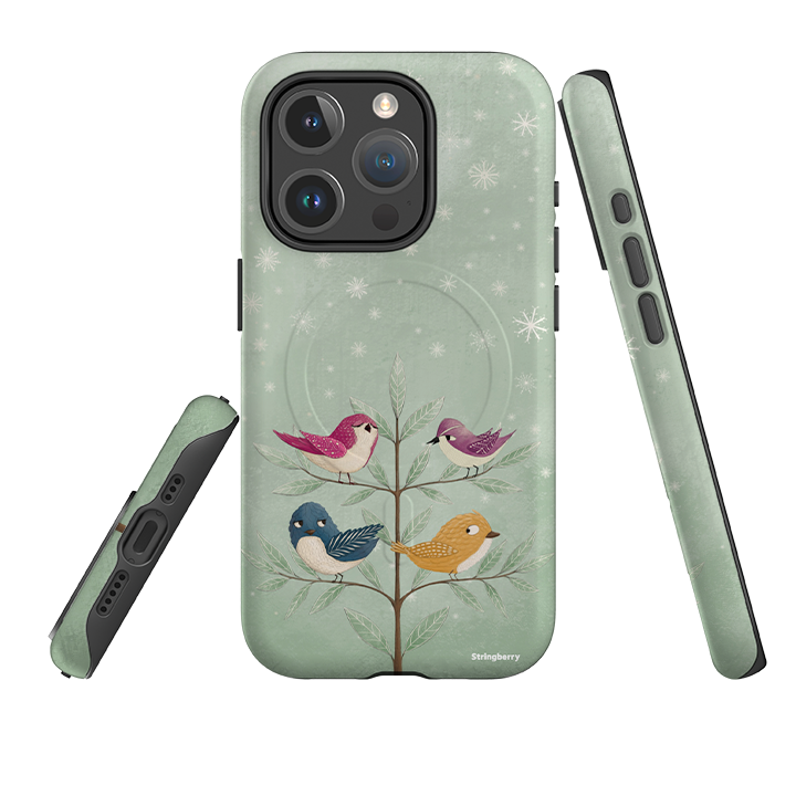 iPhone MagSafe Tough Case - Garden Birds Aqua By Maja Lindberg