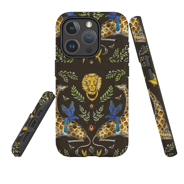 iPhone MagSafe Tough Case -  Giraffes Birds and Lion By Catherine Rowe