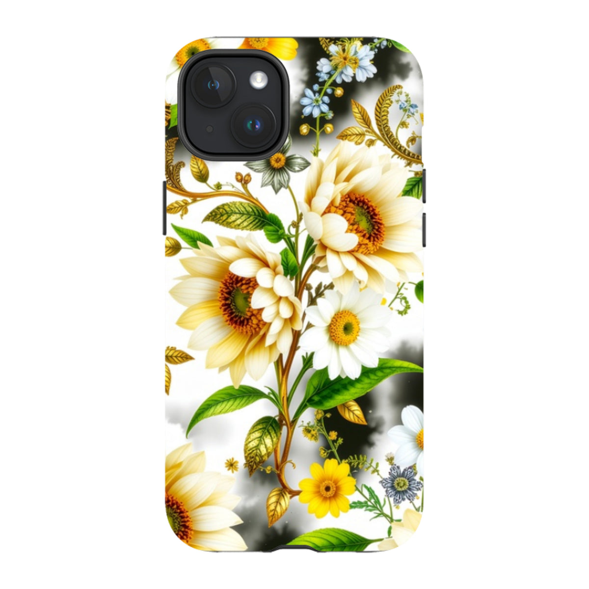 iPhone MagSafe Tough Case - Gold Flowers