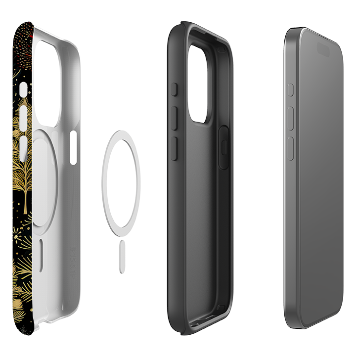Кейс iPhone MagSafe Tough - Златни коледни елхи