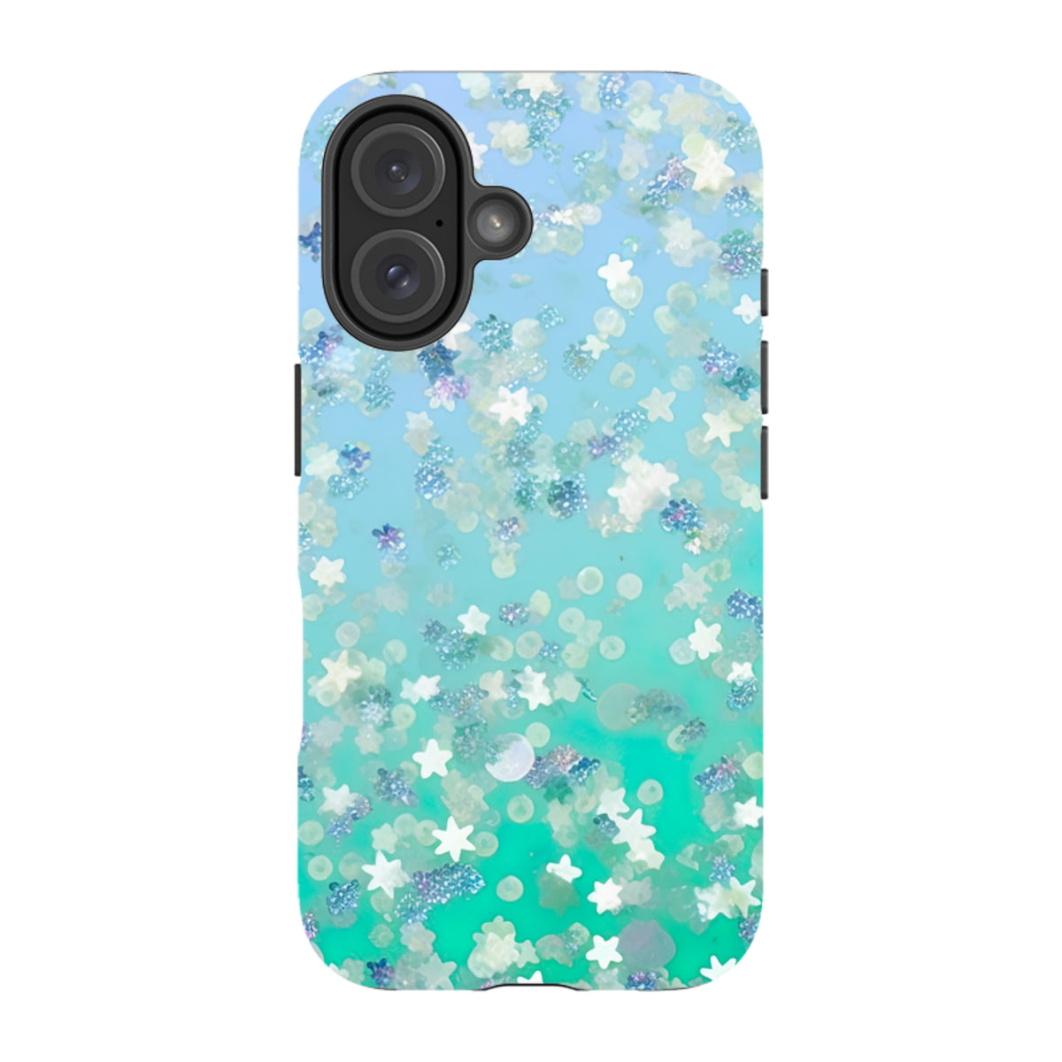 iPhone MagSafe Tough Case - Green Stars (case does not glitter)