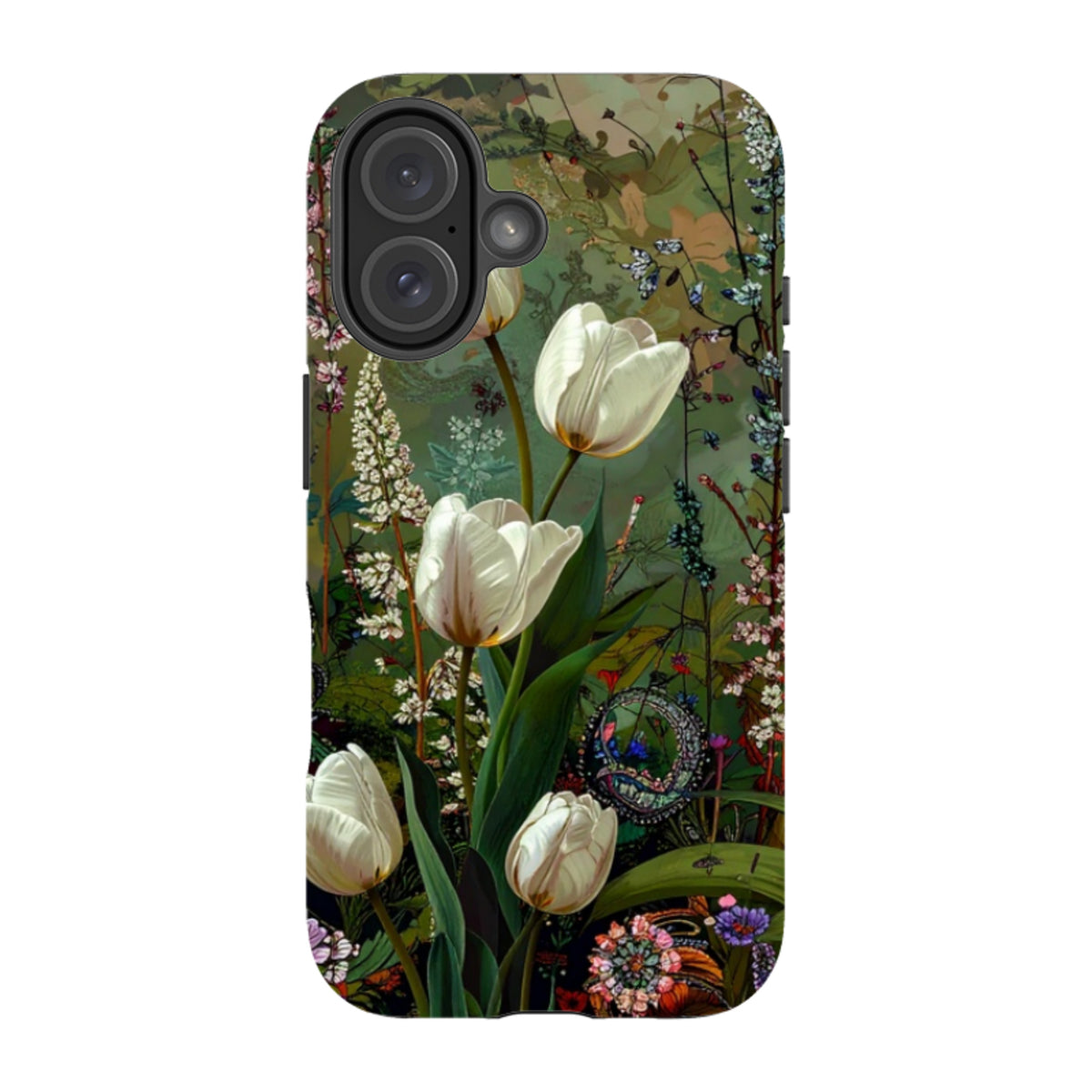 iPhone MagSafe Tough Case - Green Vyne White Tulips