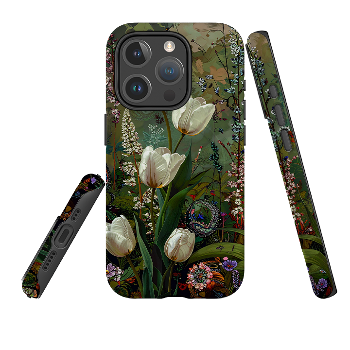 iPhone MagSafe Tough Case - Green Vyne White Tulips