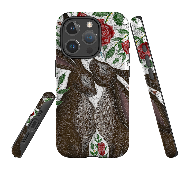 iPhone MagSafe Tough Case – Hasen und rote Rosen von Catherine Rowe